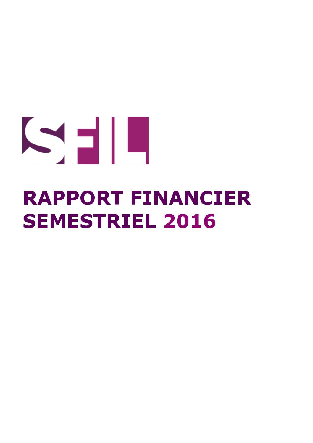Rapport financier semestriel 2016